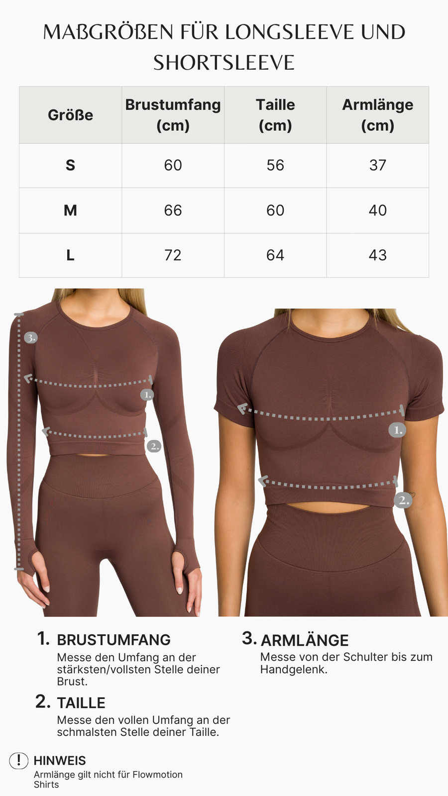 Size guide for this product