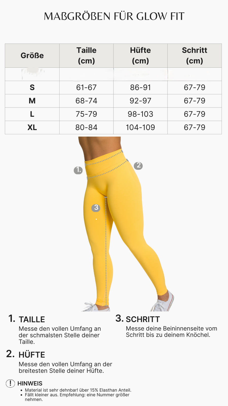 Size guide for this product