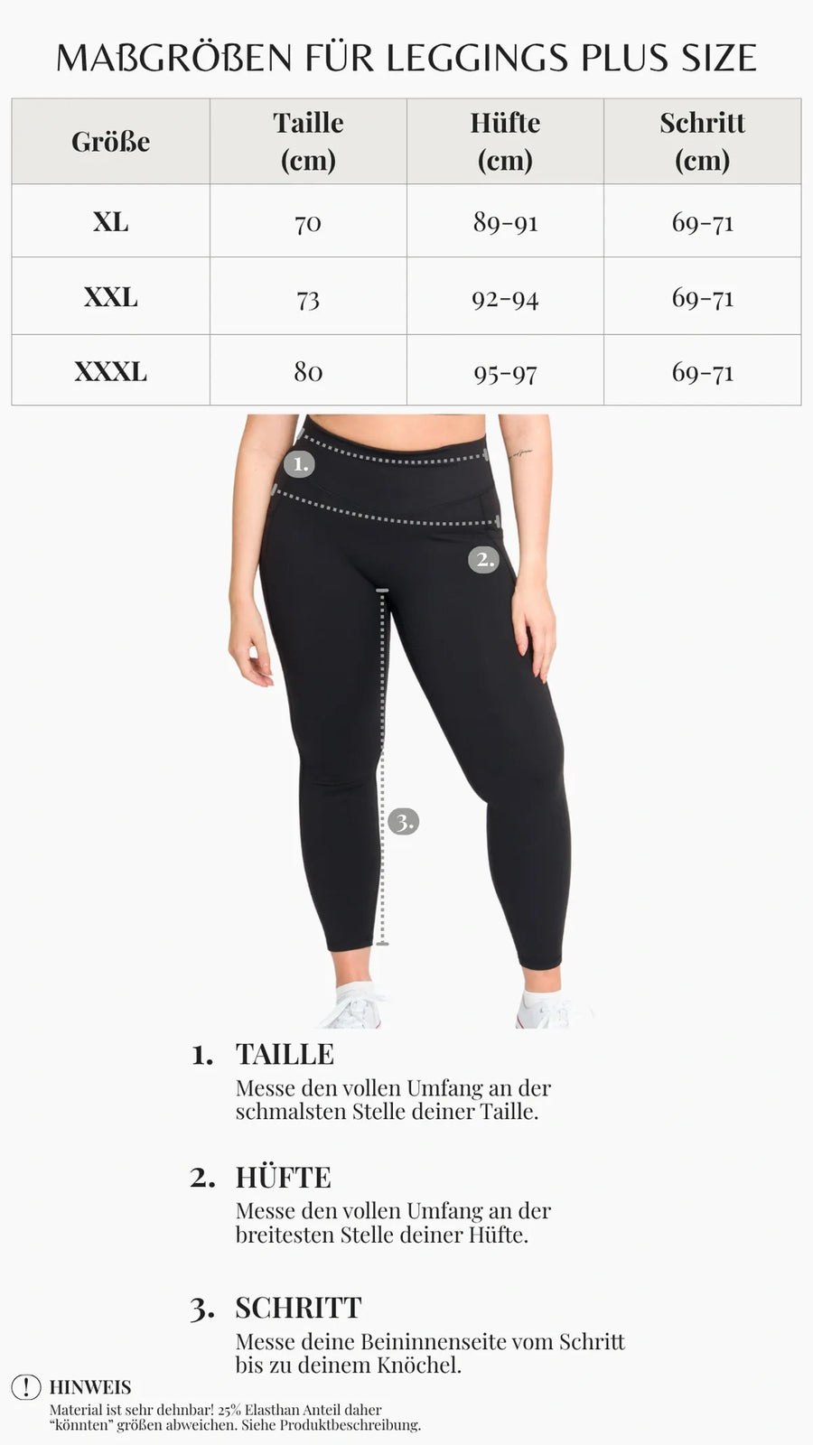 Size guide for this product