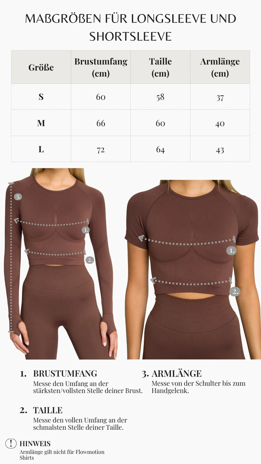 Size guide for this product