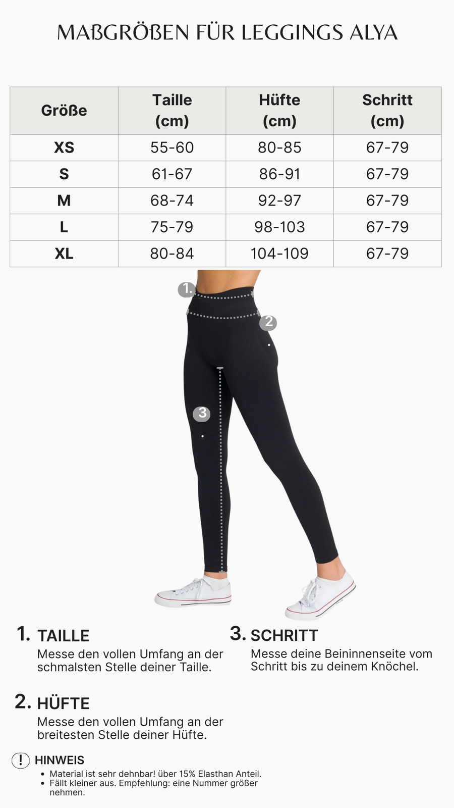 Size guide for this product