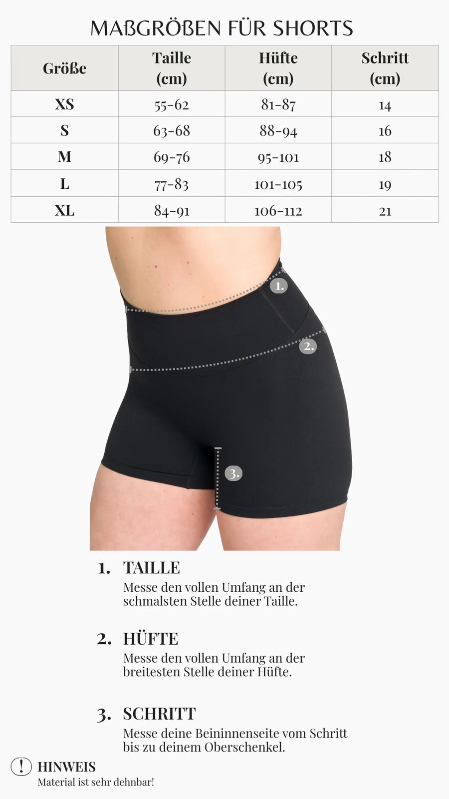 Size guide for this product